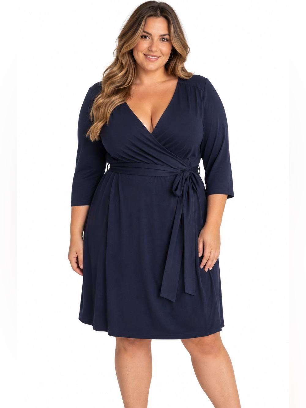 Jones New York Navy Wrap Dress with Tie Waist